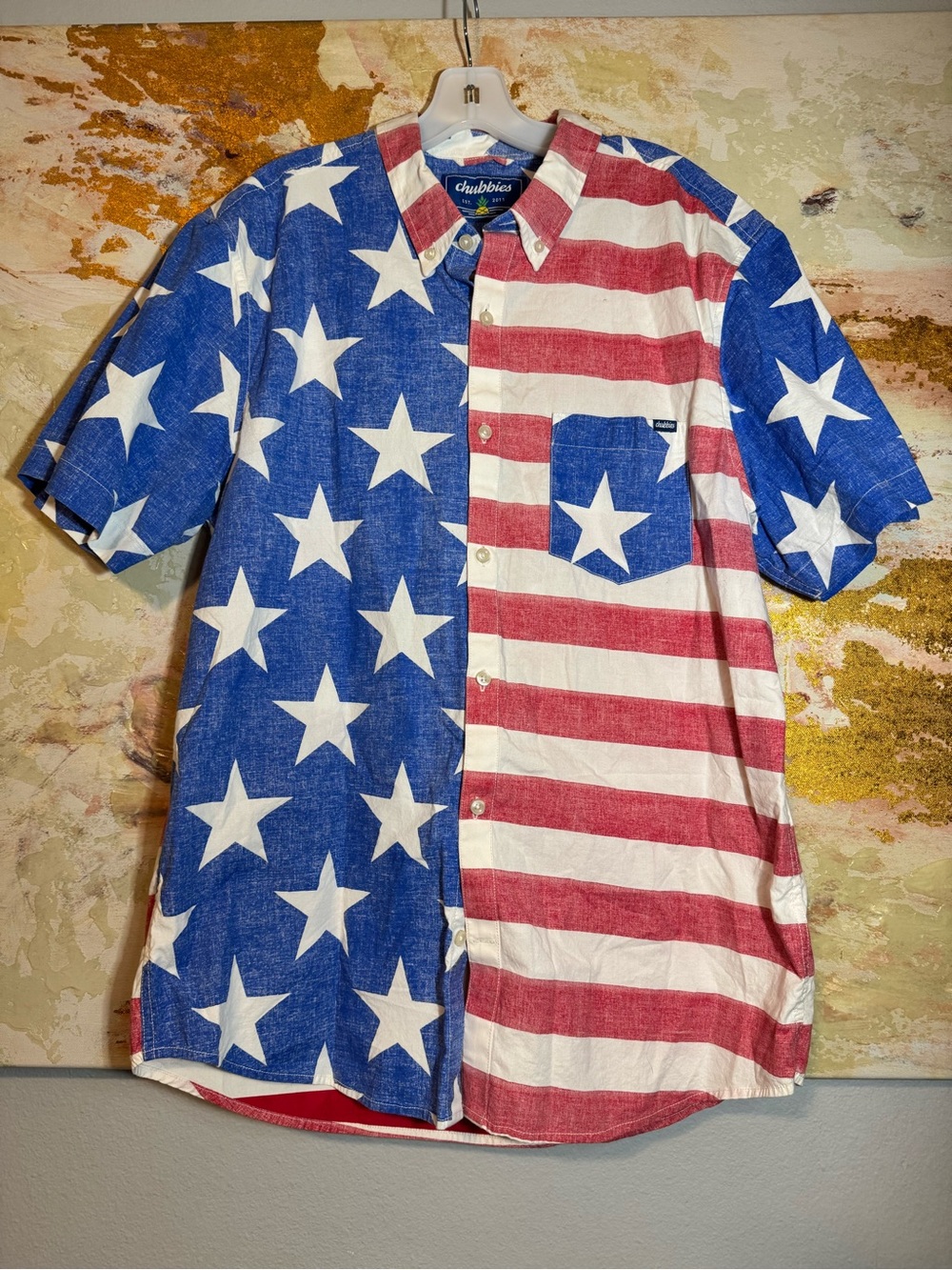 chubbies Red, White & Blue American Stars & Stripe Button-Down Shirt